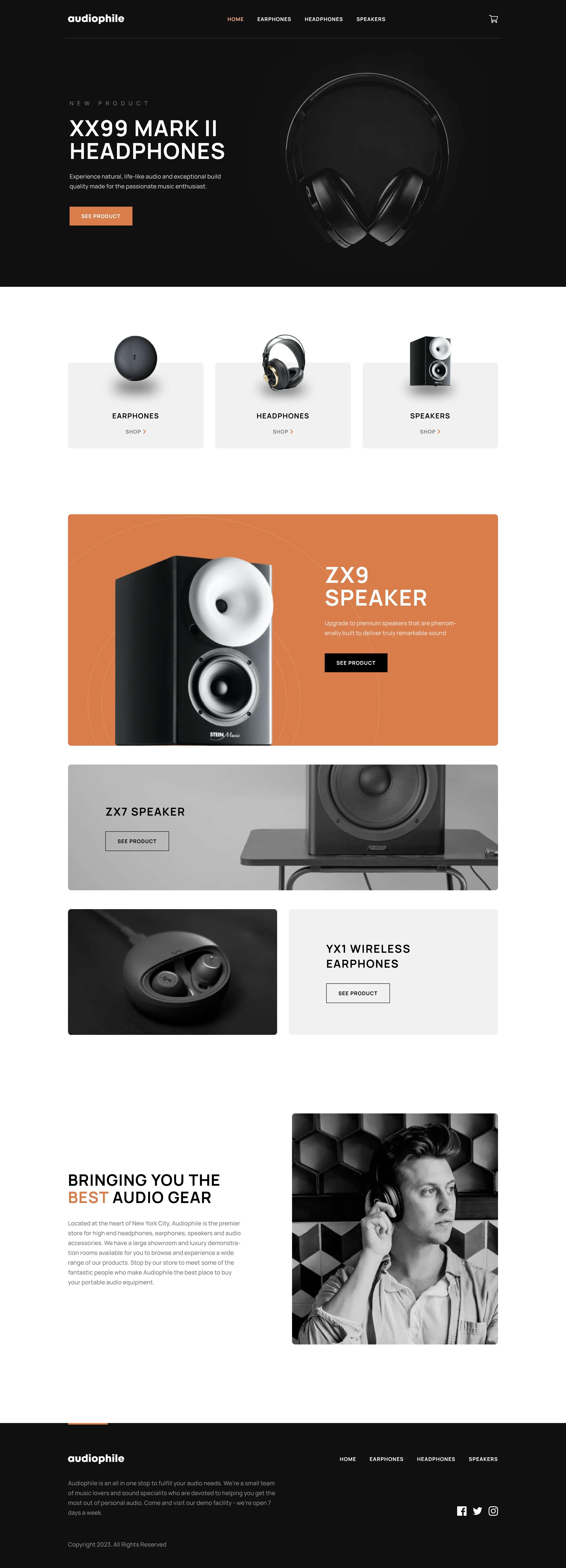 Audiophile e-commerce website sample