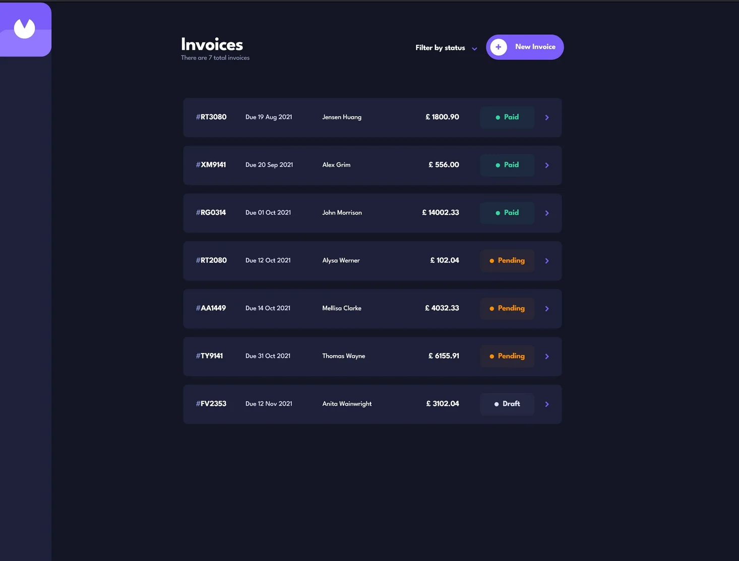 Invoice application sample